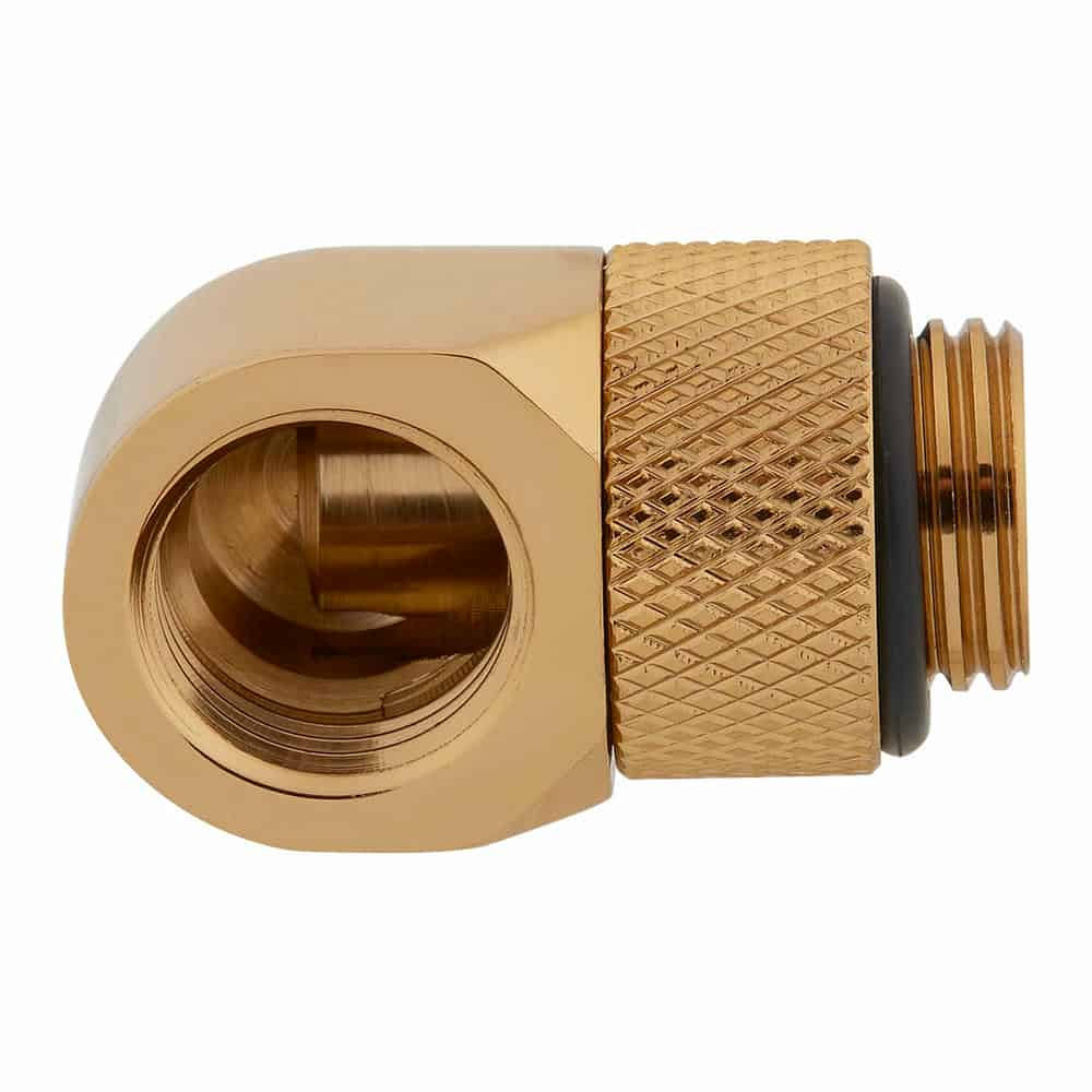 (image for) Corsair Hydro X XF Gold Brass G1/4" 90° Rotary Adapter Fitting - Twin Pack